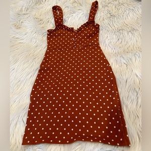Burnt orange polkadot dress